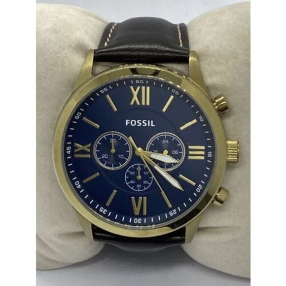 Fossil BQ2095 Men\'s Black Leather Analog Blue Dial Quartz Genuine Watch VK330 main image 4